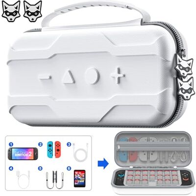 Tasche Kompatibel mit Nintendo Switch 2-Konsole, Harte Tragetasche Hülle Case für die Nintendo Switch 2(2025)/Switch/OLED, Schutzhülle mit Aufbewahrung für 20 Spiele, Konsole & Zubehör Weiß Tasche Kompatibel mit Nintendo Switch 2-Konsole, Harte Tragetasche Hülle Case für die Nintendo Switch 2(2025)/Switch/OLED, Schutzhülle mit Aufbewahrung für 20 Spiele, Konsole & Zubehör Weiß
