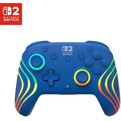 Turtle Beach Afterglow Wave kabelloser RGB-Controller, Nintendo Switch 2 Blau, Switch Lite/OLED, TMR-Thumbsticks, 20-Std.-Akku, 2 belegbare Rücktasten, Bewegungssteuerung, C-Button Turtle Beach Afterglow Wave kabelloser RGB-Controller, Nintendo Switch 2 Blau, Switch Lite/OLED, TMR-Thumbsticks, 20-Std.-Akku, 2 belegbare Rücktasten, Bewegungssteuerung, C-Button