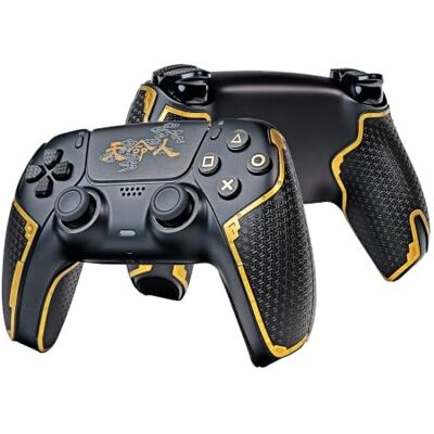 Shadow Controller Griffe für PS5 DualSense, Anti-Rutsch, Mehrtextur, Schweißabsorbierend, Vorgeschnittenes Grifftape Set (Schwarz & Gold, 2.0 für DualSense) Shadow Controller Griffe für PS5 DualSense, Anti-Rutsch, Mehrtextur, Schweißabsorbierend, Vorgeschnittenes Grifftape Set (Schwarz & Gold, 2.0 für DualSense)
