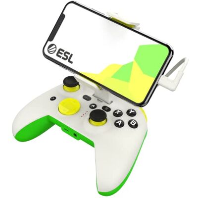 RiotPWR ESL Game Controller für iOS iPhones, kabelgebunden für störungsfreier Spielfluss, Power Pass Through Charging, ZeroG Halterung, verbesserter 8-Wege-D-Pad, Share-Taste, grün-weiß, RP1950ESL RiotPWR ESL Game Controller für iOS iPhones, kabelgebunden für störungsfreier Spielfluss, Power Pass Through Charging, ZeroG Halterung, verbesserter 8-Wege-D-Pad, Share-Taste, grün-weiß, RP1950ESL