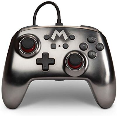 Verbesserter Kabelgebundener PowerA Controller für Nintendo Switch – Mario Silver, Gamepad, Game-Controller, Kabelgebundener Controller, Offiziell Lizenziert Verbesserter Kabelgebundener PowerA Controller für Nintendo Switch – Mario Silver, Gamepad, Game-Controller, Kabelgebundener Controller, Offiziell Lizenziert