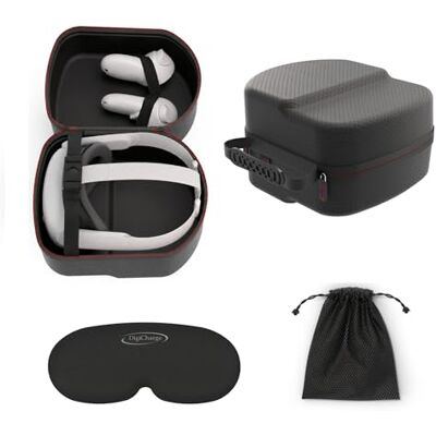 DigiCharge Tragetasche Kompatibel mit Meta Quest 3S / Quest 3 / Quest 2 Headset mit Standard-Kopfband, Touch Controllern und VR Zubehör, Premium Material Hülle Tasche mit luxuriösem schwarzem Diamant DigiCharge Tragetasche Kompatibel mit Meta Quest 3S / Quest 3 / Quest 2 Headset mit Standard-Kopfband, Touch Controllern und VR Zubehör, Premium Material Hülle Tasche mit luxuriösem schwarzem Diamant