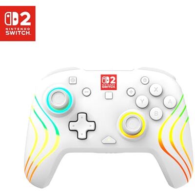 Turtle Beach Afterglow Wave kabelloser RGB-Controller, Nintendo Switch 2 Weiß, Switch Lite/OLED, TMR-Thumbsticks, 20-Std.-Akku, 2 belegbare Rücktasten, Bewegungssteuerung, C-Button Turtle Beach Afterglow Wave kabelloser RGB-Controller, Nintendo Switch 2 Weiß, Switch Lite/OLED, TMR-Thumbsticks, 20-Std.-Akku, 2 belegbare Rücktasten, Bewegungssteuerung, C-Button