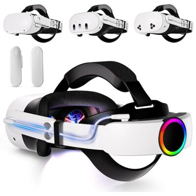 Saqico Kopfband mit 10.000 mAh Akku für Oculus Quest 2, cooles RGB, leichtes schnelles Aufladen, verstellbarer Akku für Meta Elite Gurt-Ersatz, verlängert 8 Stunden Spielzeit, verbesserter Komfort, Saqico Kopfband mit 10.000 mAh Akku für Oculus Quest 2, cooles RGB, leichtes schnelles Aufladen, verstellbarer Akku für Meta Elite Gurt-Ersatz, verlängert 8 Stunden Spielzeit, verbesserter Komfort,
