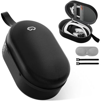 ProCase Tragetasche für Meta Quest 3S/Oculus Quest 3/2, Pico 4, Apple Vision Pro VR Elite Strap, Tasche für BOBOVR Headsets/Kiwi Design und Controller Zubehör -Schwarz (nur Tasche) ProCase Tragetasche für Meta Quest 3S/Oculus Quest 3/2, Pico 4, Apple Vision Pro VR Elite Strap, Tasche für BOBOVR Headsets/Kiwi Design und Controller Zubehör -Schwarz (nur Tasche)
