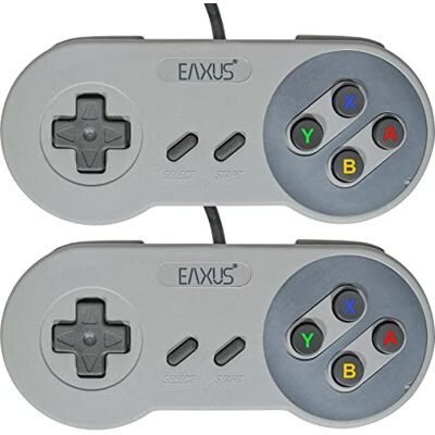 Eaxus® 2x Controller für Super Nintendo 1,5 m Gamepad für das Original SNES Eaxus® 2x Controller für Super Nintendo 1,5 m Gamepad für das Original SNES