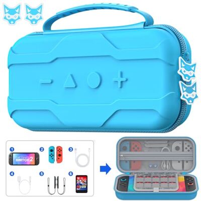 Tasche Kompatibel mit Nintendo Switch 2-Konsole, Harte Tragetasche Hülle Case für die Nintendo Switch 2(2025)/Switch/OLED, Schutzhülle mit Aufbewahrung für 20 Spiele, Konsole & Zubehör Blau Tasche Kompatibel mit Nintendo Switch 2-Konsole, Harte Tragetasche Hülle Case für die Nintendo Switch 2(2025)/Switch/OLED, Schutzhülle mit Aufbewahrung für 20 Spiele, Konsole & Zubehör Blau