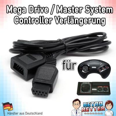 Genesis RetroRetter 1,8m Controller Verlängerung für Mega Drive Kabelverlängerung Gamepad Verlängerungskabel MD1 MD2 1 2 Genesis RetroRetter 1,8m Controller Verlängerung für Mega Drive Kabelverlängerung Gamepad Verlängerungskabel MD1 MD2 1 2