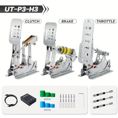 Simjack UT Sim Racing Pedals Sim Rennpedale 200 kg Lastzelle Bremspedal PC Rennsimulator Pedale Drucksensor HE Hydraulikpedal (UT-P3-H3) Simjack UT Sim Racing Pedals Sim Rennpedale 200 kg Lastzelle Bremspedal PC Rennsimulator Pedale Drucksensor HE Hydraulikpedal (UT-P3-H3)