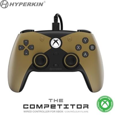 Hyperkin Competitor Wired Controller für Xbox Series X S, Xbox One, PC – Offiziell lizenziert für Xbox Hall-Effekt-Joysticks Impuls-Trigger symmetr. Layout präzises Steuerkreuz Rückseitentasten gold Hyperkin Competitor Wired Controller für Xbox Series X S, Xbox One, PC – Offiziell lizenziert für Xbox Hall-Effekt-Joysticks Impuls-Trigger symmetr. Layout präzises Steuerkreuz Rückseitentasten gold