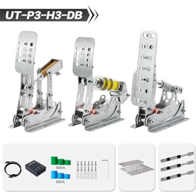 Simjack UT Sim Racing Pedals Sim Rennpedale 200 kg Lastzelle Bremspedal PC Rennsimulator Pedale Drucksensor HE Hydraulikpedal (UT-P3-H3-DB) Simjack UT Sim Racing Pedals Sim Rennpedale 200 kg Lastzelle Bremspedal PC Rennsimulator Pedale Drucksensor HE Hydraulikpedal (UT-P3-H3-DB)