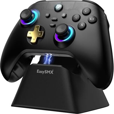 EasySMX D05 PC Controller Wireless, Controller PC mit Ladestation & Hall Joystick & Hall Trigger, Bluetooth PC Controller mit RGB für PC/Switch/Handy EasySMX D05 PC Controller Wireless, Controller PC mit Ladestation & Hall Joystick & Hall Trigger, Bluetooth PC Controller mit RGB für PC/Switch/Handy