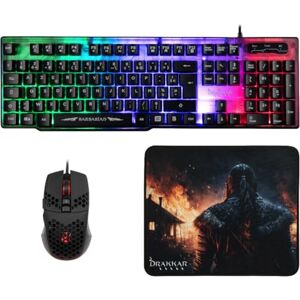 Konix Drakkar Barbarian Gaming-Zubehörpaket für PC AZERTY-Tastatur mit LED-Hintergrundbeleuchtung Kabelgebundene Maus 102 g Viking-Mauspad Konix Drakkar Barbarian Gaming-Zubehörpaket für PC AZERTY-Tastatur mit LED-Hintergrundbeleuchtung Kabelgebundene Maus 102 g Viking-Mauspad