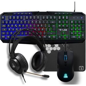 THE G-LAB Pacchetto Gamer 4 In 1 Combo Natrium Mouse Con Cavo Tastiera Con Cavo Cuffie Con Cavo Tappetino Per Mouse THE G-LAB Pacchetto Gamer 4 In 1 Combo Natrium Mouse Con Cavo Tastiera Con Cavo Cuffie Con Cavo Tappetino Per Mouse