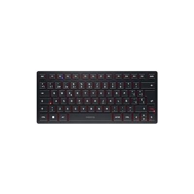 CHERRY KW 9200 MINI, kompakte Multi-Device-Tastatur für bis zu 4 Endgeräte, Spanisches Layout (QWERTY), wahlweise Verbindung per Bluetooth®, Funk oder Kabel, wiederaufladbar, Schwarz CHERRY KW 9200 MINI, kompakte Multi-Device-Tastatur für bis zu 4 Endgeräte, Spanisches Layout (QWERTY), wahlweise Verbindung per Bluetooth®, Funk oder Kabel, wiederaufladbar, Schwarz