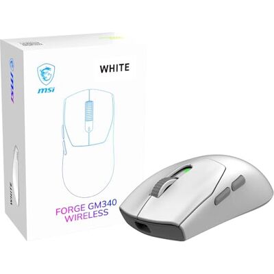MSI Forge GM340 W White 12000 DPI, 1000Hz/1ms, symmetrisch, 50M+ Klicks Switches, 6 Tasten, 82 Stunden Akku, RGB, 57g, 2,4 GHz/Bluetooth/USB 2.0 MSI Forge GM340 W White 12000 DPI, 1000Hz/1ms, symmetrisch, 50M+ Klicks Switches, 6 Tasten, 82 Stunden Akku, RGB, 57g, 2,4 GHz/Bluetooth/USB 2.0