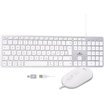 Bluestork Pack Mac Tastatur und Maus für Mac USB-C & USB-A Weiß QWERTZ DE Mit Kabel USB-C & USB-A, Mac-Tastatur Leise + Maus, Weiß, Kompatibel Mac/iPad Bluestork Pack Mac Tastatur und Maus für Mac USB-C & USB-A Weiß QWERTZ DE Mit Kabel USB-C & USB-A, Mac-Tastatur Leise + Maus, Weiß, Kompatibel Mac/iPad