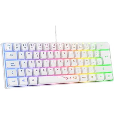 THE G-LAB Keyz Hydrogen Gaming-Tastatur, QWERTY-Tastatur, mit Ñ, halbmechanische Gaming-Tastatur, 60 %, mehrfarbige Hintergrundbeleuchtung, leise, Mini-Gamer-Tastatur, für PC, PS4, PS5 THE G-LAB Keyz Hydrogen Gaming-Tastatur, QWERTY-Tastatur, mit Ñ, halbmechanische Gaming-Tastatur, 60 %, mehrfarbige Hintergrundbeleuchtung, leise, Mini-Gamer-Tastatur, für PC, PS4, PS5