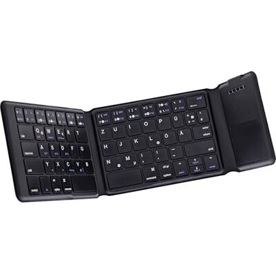 InLine Faltbare Bluetooth Tastatur mit Touchpad, kabellos, QWERTZ Layout für Tablet, Smartphone und PC, kompakt & leicht, schwarz, 55379B InLine Faltbare Bluetooth Tastatur mit Touchpad, kabellos, QWERTZ Layout für Tablet, Smartphone und PC, kompakt & leicht, schwarz, 55379B