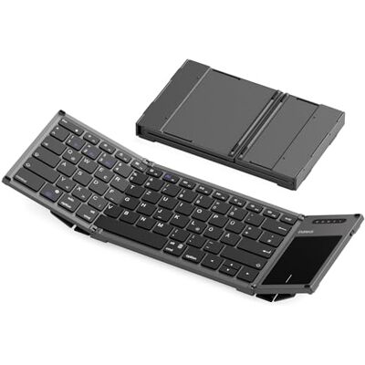 Inateck Faltbare Mini Tastatur, KI-Funktion mit Touchpad,3 Bluetooth-Kanälen, kompatibel mit iPadOS Android, Windows, QWERTZ, KB06101 Inateck Faltbare Mini Tastatur, KI-Funktion mit Touchpad,3 Bluetooth-Kanälen, kompatibel mit iPadOS Android, Windows, QWERTZ, KB06101