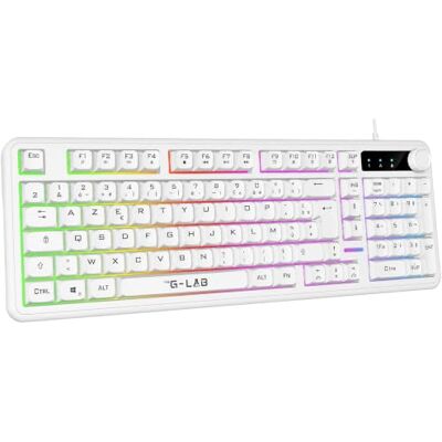THE G-LAB Keyz Caesium EX W Gaming-Tastatur, kabelgebunden, AZERTY, 98%, reaktionsschnelle und leise, Anti-Ghosting mit 26 Tasten, Rainbow-Hintergrundbeleuchtung, Lautstärkeregler, Gaming-Tastatur PC THE G-LAB Keyz Caesium EX W Gaming-Tastatur, kabelgebunden, AZERTY, 98%, reaktionsschnelle und leise, Anti-Ghosting mit 26 Tasten, Rainbow-Hintergrundbeleuchtung, Lautstärkeregler, Gaming-Tastatur PC