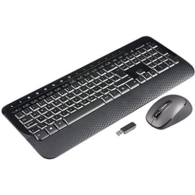 Microsoft Wireless Desktop 2000 Tastatur- und Maus-Set, britisches Layout, Schwarz, 1 Stück Microsoft Wireless Desktop 2000 Tastatur- und Maus-Set, britisches Layout, Schwarz, 1 Stück