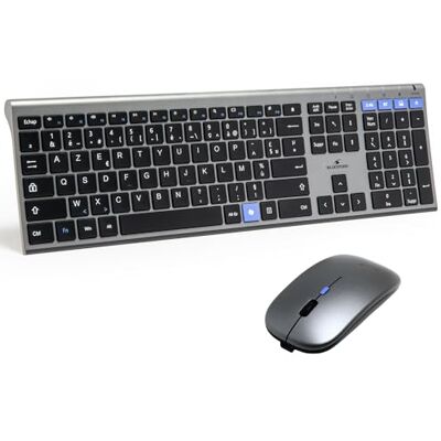 Bluestork Grapheme V3 kabellose Tastatur, kabellos, 2,4 GHz & Bluetooth, ultradünn, Akku 110H, AZERTY FR, Maus 3200 DPI – Windows/IA Copilot – Grau Bluestork Grapheme V3 kabellose Tastatur, kabellos, 2,4 GHz & Bluetooth, ultradünn, Akku 110H, AZERTY FR, Maus 3200 DPI – Windows/IA Copilot – Grau
