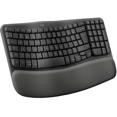 Logitech Wave Keys kabellose ergonomische Tastatur Grafit, Spanisches QWERTY-Layout Logitech Wave Keys kabellose ergonomische Tastatur Grafit, Spanisches QWERTY-Layout