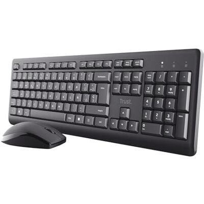 Trust Taro Spanisches Layout (QWERTY) Kabelloses Tastatur-Maus-Set, Schwarz QWERTY ES Trust Taro Spanisches Layout (QWERTY) Kabelloses Tastatur-Maus-Set, Schwarz QWERTY ES