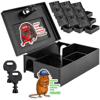 Petigi Mäuseköderbox, Köderbox für Mäuse, Köderstation zur Nagetierbekämpfung und Mäuseabwehr, Kinder- und Haustiersicher, Modell: 03 Maus, Anzahl: 10 Petigi Mäuseköderbox, Köderbox für Mäuse, Köderstation zur Nagetierbekämpfung und Mäuseabwehr, Kinder- und Haustiersicher, Modell: 03 Maus, Anzahl: 10