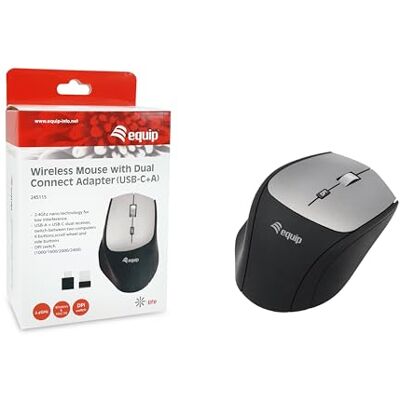 Equip 245115 Kabellose Maus mit Dual Connect Adapter (USB-C+A) Equip 245115 Kabellose Maus mit Dual Connect Adapter (USB-C+A)