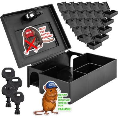 Petigi Mäuseköderbox, Köderbox für Mäuse, Köderstation zur Nagetierbekämpfung und Mäuseabwehr, Kinder- und Haustiersicher, Modell: 03 Maus, Anzahl: 20 Petigi Mäuseköderbox, Köderbox für Mäuse, Köderstation zur Nagetierbekämpfung und Mäuseabwehr, Kinder- und Haustiersicher, Modell: 03 Maus, Anzahl: 20