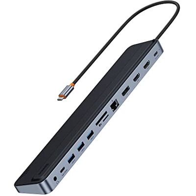 Baseus Laptop Docking Station Triple Display 12-in-1 with 2 * 4K HDMI, DP, 100W PD, 3* USB3.0, 1*USB C, Gigabit Ethernet,SD & TF Card Reader for MacBook/Dell/HP/Surface/Steam Deck Baseus Laptop Docking Station Triple Display 12-in-1 with 2 * 4K HDMI, DP, 100W PD, 3* USB3.0, 1*USB C, Gigabit Ethernet,SD & TF Card Reader for MacBook/Dell/HP/Surface/Steam Deck