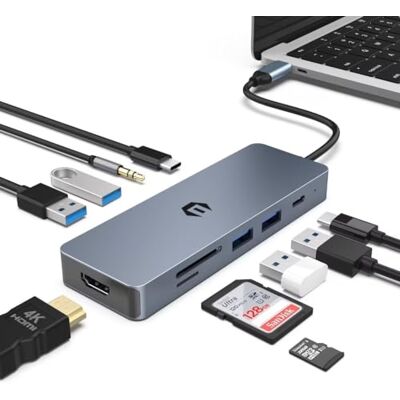 OOTDAY USB C Hub, 10 in 1 USB C Multiport für Surface, Dell, HP, Lenovo, XPS und mehr Typ C Geräte, USB C Hub LAN mit 4K HDMI Ausgang, USB 3.0, TF Kartenleser, PD 100W OOTDAY USB C Hub, 10 in 1 USB C Multiport für Surface, Dell, HP, Lenovo, XPS und mehr Typ C Geräte, USB C Hub LAN mit 4K HDMI Ausgang, USB 3.0, TF Kartenleser, PD 100W