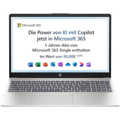 HP Laptop 15,6" FHD Display Intel N100 4 GB DDR4 RAM 128 GB UFS Intel UHD Graphics Windows 11 Home im S-Modus QWERTZ Natural Silver HP Laptop 15,6" FHD Display Intel N100 4 GB DDR4 RAM 128 GB UFS Intel UHD Graphics Windows 11 Home im S-Modus QWERTZ Natural Silver