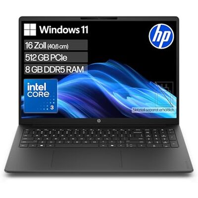 HP OmniBook 3 Laptop (16" 2K Display, Intel Core 3, 8GB RAM, 512GB, Win11, QWERTZ) Schwarz HP OmniBook 3 Laptop (16" 2K Display, Intel Core 3, 8GB RAM, 512GB, Win11, QWERTZ) Schwarz