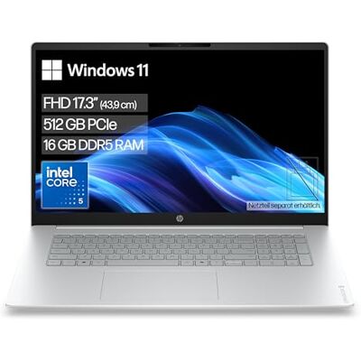 HP OmniBook 3 Laptop (17,3" FHD Display, Intel Core 5, 16GB RAM, 512GB, Win11, QWERTZ) Silber HP OmniBook 3 Laptop (17,3" FHD Display, Intel Core 5, 16GB RAM, 512GB, Win11, QWERTZ) Silber