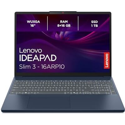 Lenovo IdeaPad Slim 3 Laptop 16" WUXGA Display AMD Ryzen 5 7535HS 24GB RAM 1TB SSD AMD Radeon 660M Grafik Windows11 QWERTZ Cosmic blau 3 Monate Premium Care Lenovo IdeaPad Slim 3 Laptop 16" WUXGA Display AMD Ryzen 5 7535HS 24GB RAM 1TB SSD AMD Radeon 660M Grafik Windows11 QWERTZ Cosmic blau 3 Monate Premium Care