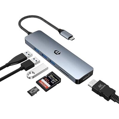 AYCLIF 6 in 1 USB C Hub, USB C Adapter 4K HDMI Dual Display, Mulriport Hub Dock 5 Gbit/s (SD/TF Card Reader, USB A 3.0) für MacBook Pro/Air, Dell, HP, Lenovo, Surface, XPS AYCLIF 6 in 1 USB C Hub, USB C Adapter 4K HDMI Dual Display, Mulriport Hub Dock 5 Gbit/s (SD/TF Card Reader, USB A 3.0) für MacBook Pro/Air, Dell, HP, Lenovo, Surface, XPS