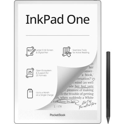 PocketBook InkPad One E‑Reader, 10.3'' E‑Ink Mobius Display, 32 GB, Stylus‑Support, Bluetooth, SMARTlight, Matte Black – DE/at/CH‑Version PocketBook InkPad One E‑Reader, 10.3'' E‑Ink Mobius Display, 32 GB, Stylus‑Support, Bluetooth, SMARTlight, Matte Black – DE/at/CH‑Version