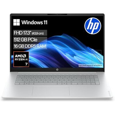 HP OmniBook 3 Laptop (17,3" FHD Display, AMD Ryzen AI 7, Copilot+, 16GB RAM, 512GB, Win11, QWERTZ) Silber HP OmniBook 3 Laptop (17,3" FHD Display, AMD Ryzen AI 7, Copilot+, 16GB RAM, 512GB, Win11, QWERTZ) Silber