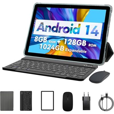 PRITOM 10-Zoll-Android-14,3-in-1-Tablets, 8 GB, 128 GB, erweiterbar auf 1024 GB, 8000 mAh, WLAN-Tablet, Qcta-Core-Prozessor, WLAN 6, Bluetooth, Tablet-PC mit Tasche, Tastatur, Mäusen, Teal PRITOM 10-Zoll-Android-14,3-in-1-Tablets, 8 GB, 128 GB, erweiterbar auf 1024 GB, 8000 mAh, WLAN-Tablet, Qcta-Core-Prozessor, WLAN 6, Bluetooth, Tablet-PC mit Tasche, Tastatur, Mäusen, Teal