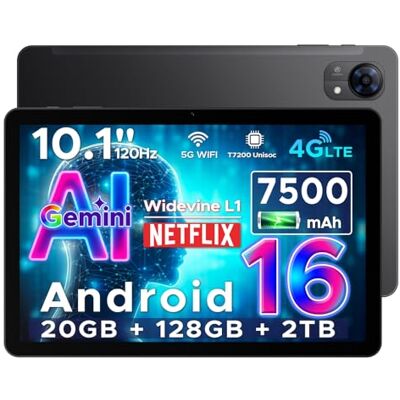 DOOGEE Tab G5 Android 16 Tablet 10 Zoll Gemini AI 20GB + 128GB (2TB TF) Unisoc T7200 7500mAh Tablet mit SIM Card Slot 120Hz IPS HD Display/ 8mm Ultradünn/ 2 Lautsprecher/Widevine L1/ Face ID/GPS DOOGEE Tab G5 Android 16 Tablet 10 Zoll Gemini AI 20GB + 128GB (2TB TF) Unisoc T7200 7500mAh Tablet mit SIM Card Slot 120Hz IPS HD Display/ 8mm Ultradünn/ 2 Lautsprecher/Widevine L1/ Face ID/GPS