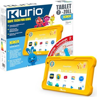 KURIO Kinder Tablet ab 3 Jahren – KiKa Lerntablet für Vorschulkinder mit Silikon-Schutzhülle, 32 GB Speicher, Blaulichtfilter, Verstellbarem Ständer, 10 Spielen Inklusive und App & Website-Steuerung KURIO Kinder Tablet ab 3 Jahren – KiKa Lerntablet für Vorschulkinder mit Silikon-Schutzhülle, 32 GB Speicher, Blaulichtfilter, Verstellbarem Ständer, 10 Spielen Inklusive und App & Website-Steuerung