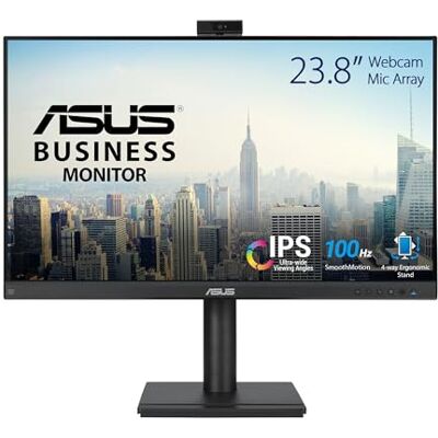 Asus Business BE249QFK 24 Zoll Full HD Monitor 16:9 IPS Panel, 100Hz, 1920x1080 EPEAT Gold, ergonomisch, Pivot, Webcam, Mikrofon DP, HDMI, D-Sub Rahmenlos, Mini-PC Befestigung, Speaker Asus Business BE249QFK 24 Zoll Full HD Monitor 16:9 IPS Panel, 100Hz, 1920x1080 EPEAT Gold, ergonomisch, Pivot, Webcam, Mikrofon DP, HDMI, D-Sub Rahmenlos, Mini-PC Befestigung, Speaker