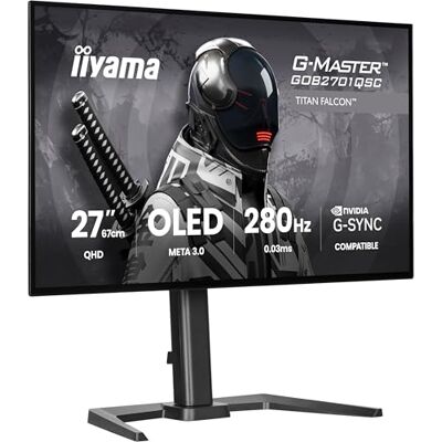 IIYAMA G-Master Titan Falcon GOB2701QSC-B1 Tandem OLED META3 Gaming-Monitor 67.3cm, 27", 280Hz, 0.03ms, HDMI, DP, USB3.2, USB-C Dock, 65W, Lautsprecher, G-SYNC, KVM, HDRTB400, Höhenverstellung, schwarz IIYAMA G-Master Titan Falcon GOB2701QSC-B1 Tandem OLED META3 Gaming-Monitor 67.3cm, 27", 280Hz, 0.03ms, HDMI, DP, USB3.2, USB-C Dock, 65W, Lautsprecher, G-SYNC, KVM, HDRTB400, Höhenverstellung, schwarz