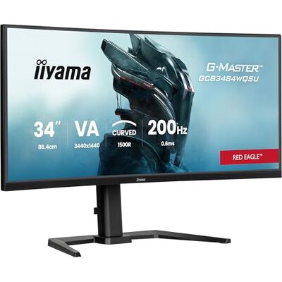 IIYAMA G-Master Red Eagle GCB3484WQSU-B2 Curved UWQHD VA Gaming-Monitor 86 cm, 34“, 200Hz, 0.6ms, 1500R, HDMI, DP, USB3.2, USB-C, HDR400, Lautsprecher, FreeSync Premium, Höhenverstellung, schwarz IIYAMA G-Master Red Eagle GCB3484WQSU-B2 Curved UWQHD VA Gaming-Monitor 86 cm, 34“, 200Hz, 0.6ms, 1500R, HDMI, DP, USB3.2, USB-C, HDR400, Lautsprecher, FreeSync Premium, Höhenverstellung, schwarz