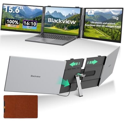 Blackview DCM8 Pro 15.6'' Triple Laptop Monitor Erweiterung(1KG), EIN-Kabel-Direktanschluss 1200P FHD 16:10 Laptop Screen Extender, Plug-Play, Dual Laptop Bildschirm Erweiterung für Mac/Windows/Chrom Blackview DCM8 Pro 15.6'' Triple Laptop Monitor Erweiterung(1KG), EIN-Kabel-Direktanschluss 1200P FHD 16:10 Laptop Screen Extender, Plug-Play, Dual Laptop Bildschirm Erweiterung für Mac/Windows/Chrom