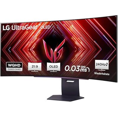 LG Ultragear™ 45GS95QX-B.AEU (45 Zoll) 21:9 Curved 800R WQHD OLED Gaming-Monitor, 240Hz, AMD FreeSync™ Premium Pro, DisplayHDR™ True Black 400, 2X HDMI 2.1, Grau LG Ultragear™ 45GS95QX-B.AEU (45 Zoll) 21:9 Curved 800R WQHD OLED Gaming-Monitor, 240Hz, AMD FreeSync™ Premium Pro, DisplayHDR™ True Black 400, 2X HDMI 2.1, Grau