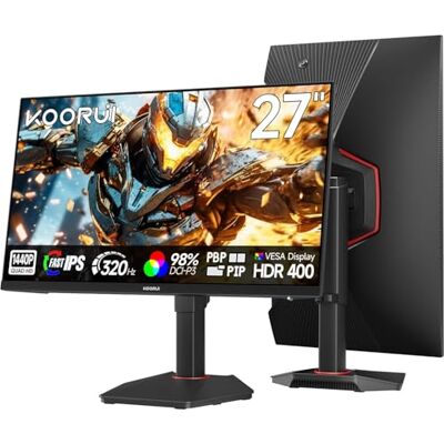 KOORUI G2721E 27 Zoll Gaming Monitor 320Hz QHD 2560 * 1440 Bildschirm HDR 400 1ms Adaptive Sync Fast IPS Panel mit VESA 75 * 75mm Höhenverstellbar & Drehbar KOORUI G2721E 27 Zoll Gaming Monitor 320Hz QHD 2560 * 1440 Bildschirm HDR 400 1ms Adaptive Sync Fast IPS Panel mit VESA 75 * 75mm Höhenverstellbar & Drehbar